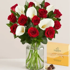 Stunning Red Rose & Calla Lily Bouquet